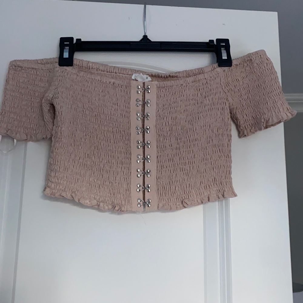 Pink off the shoulder crop top